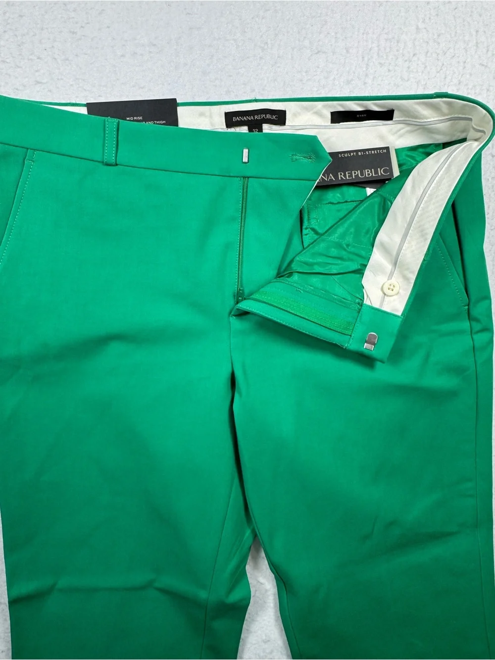 NWT Banana Republic Ryan Green Straight Leg Pants Size 12 - Picture 6 of 13